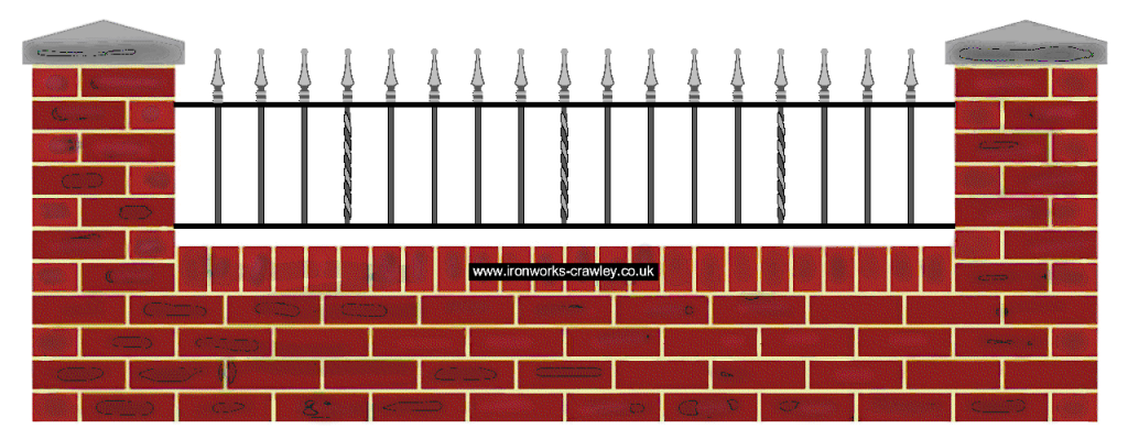 Wrought iron rail design drawing with twisted bars.