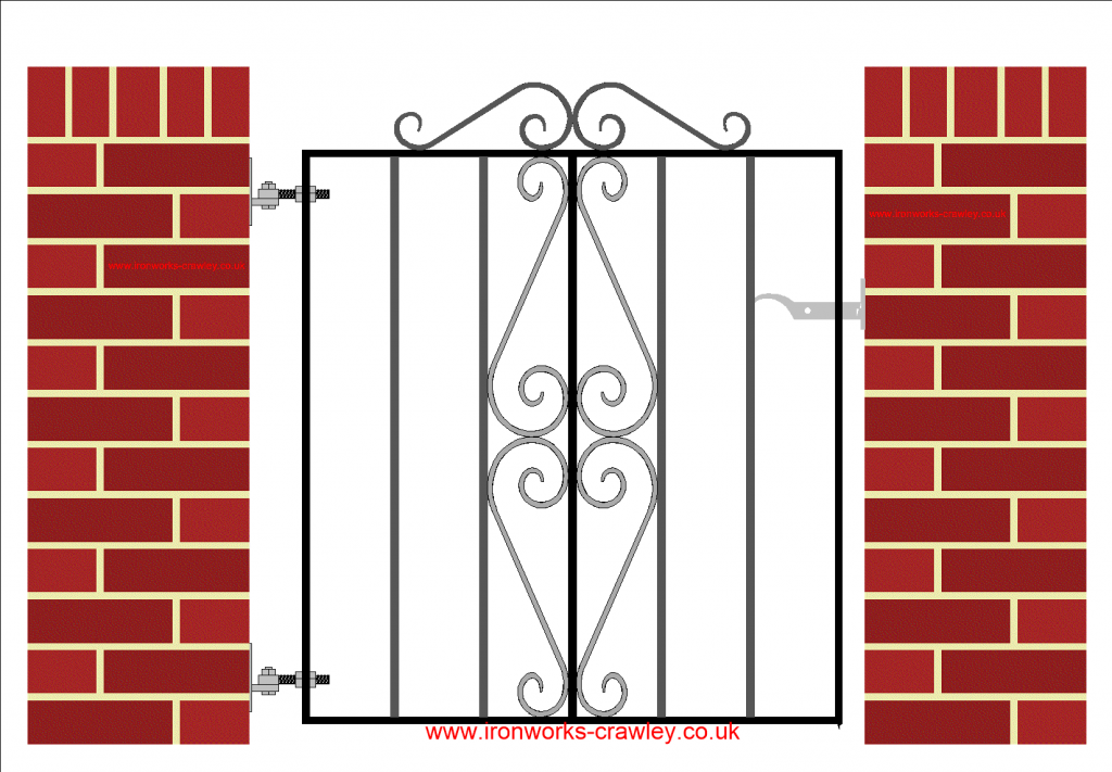 wrought iron garden gate with scrolls