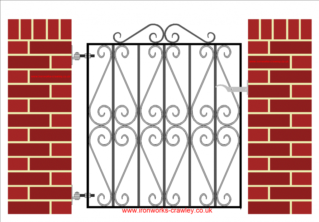 Wrought iron garden gates with full scroll pattern