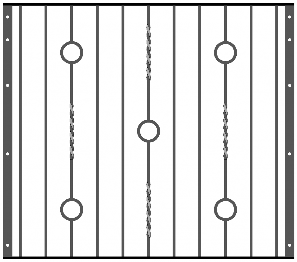 Juliet balcony with twist and ring pattern