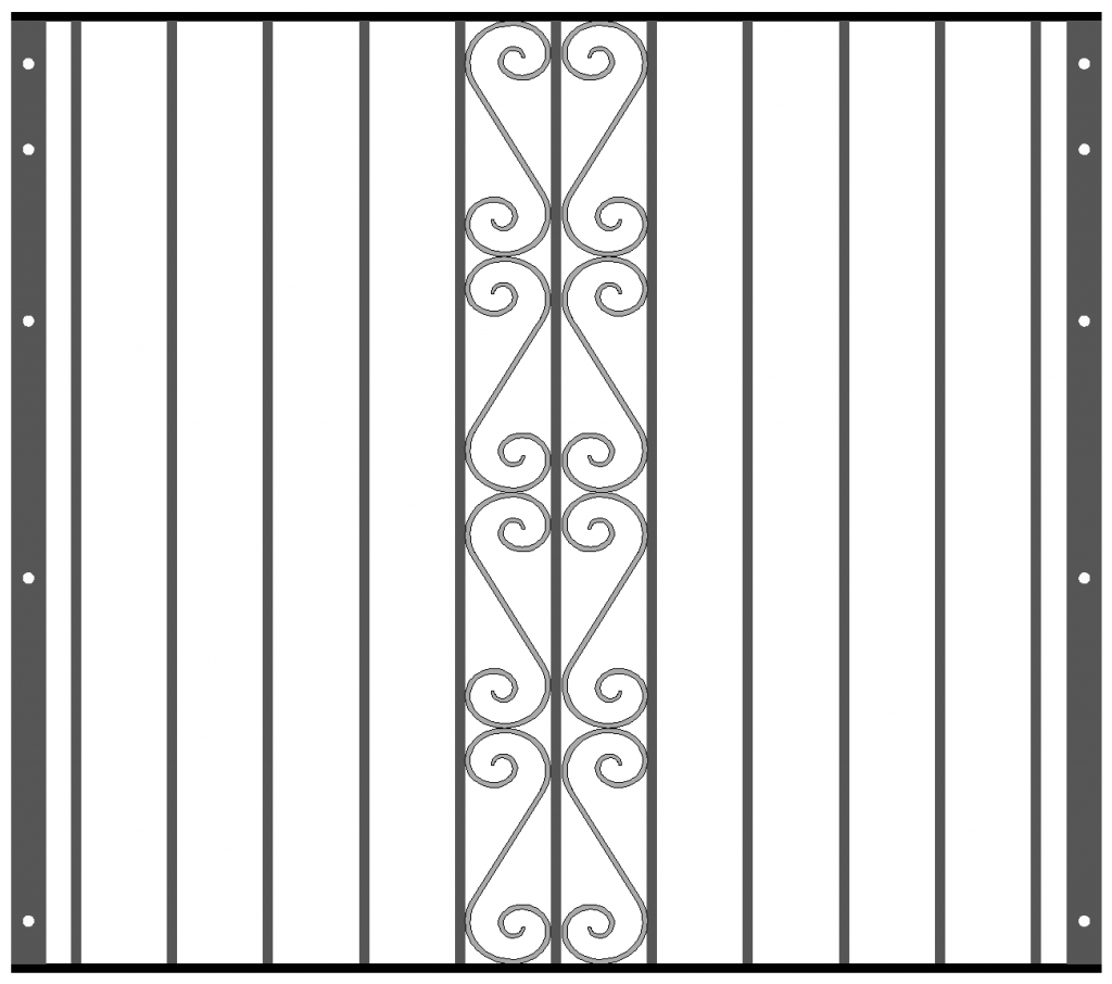 Juliet balcony railing with Centre scroll pattern